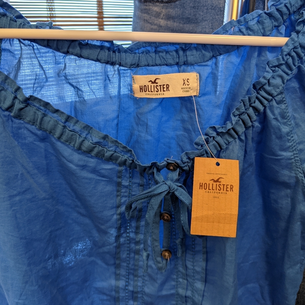 NWT Hollister Betty Blue cinch blouse - Picture 5 of 7